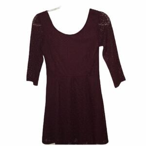 Lush burgundy lace 3/4 length dress Medium